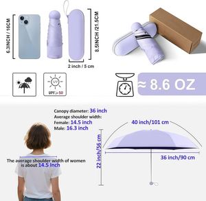 Meilleures ventes 2025 - Parapluie portable miniature de haute qualité, bon marché, pliable en 5 sections, léger, personnalisé, anti-UV, pour femme - Product Image 3