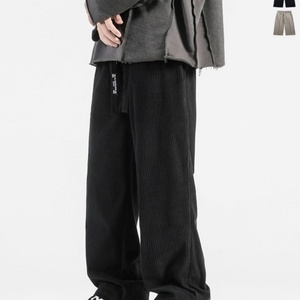 Pantalon décontracté vintage en mélange de coton épais, personnalisé, écologique et respirant pour homme, coupe ample, taille mi-haute avec cordon de serrage - Product Image 4