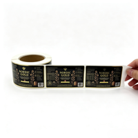 Étiquettes personnalisées en vinyle holographique doré imperméable pour pots de miel, rouleaux d'autocollants adhésifs de qualité alimentaire avec options d'impression personnalisées