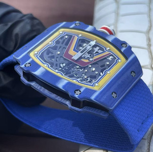 Montre de luxe de haute qualité avec tourbillon, mouvement automatique, boîtier en fibre de carbone verte, 7,8 mm, légère et ajourée, style sport décontracté, respirante - Product Image 2