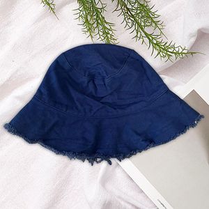 Japanese Style Frayed Edge Bucket Hat Canvas Foldable Washable Summer Sun Protection For Women - Product Image 1