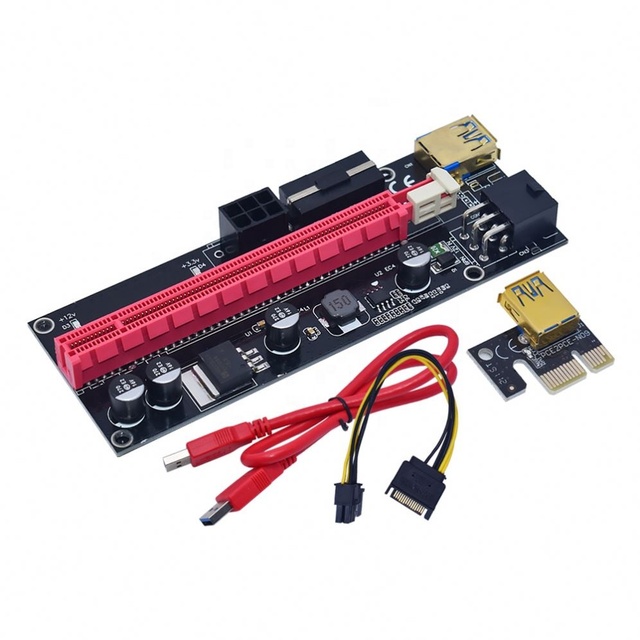 VER009S PCI-E Riser Card 009S PCI Express PCIE 1X to 16X Extender 1M 0.6M USB 3.0 Cable SATA to 6Pin Power for Video Card