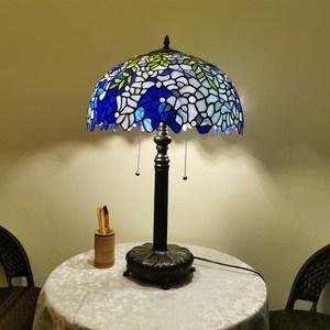 סגנון tiffany סגנון wisteria צבע זכוכית מסגרת בעבודת יד עם מנורת שולחן עם אור לבן חם רך - Product Image 4