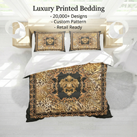 Parure de lit de luxe dorée baroque 3D géométrique florale, anti-boulochage, inspirée des designers, 200 fils/cm², pour hôpitaux et hôtels, 3 pièces