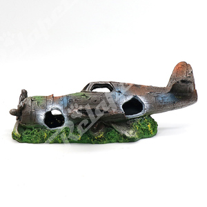 Decoración de Acuario de Avión Dañado, Adorno de Resina de Avión Hundiéndose con Cueva Escondida, Tengible Naufragio Submarino de Avión - Product Image 5