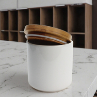 Boîtes de cuisine en céramique avec couvercle en bambou hermétique pour thé grains de café épices pot de stockage des aliments