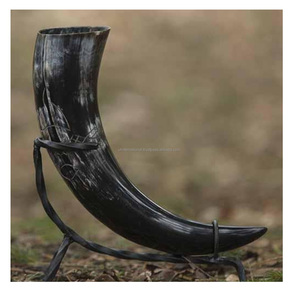 Uffalo-cuerno de beber con soporte de hierro, cuerno de beber de búfalo decorativo para el hogar a precio barato - Product Image 5