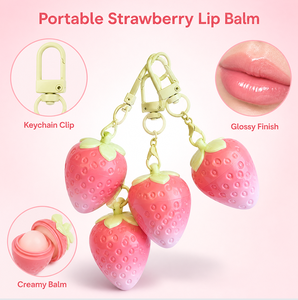 Créez votre masque à lèvres personnalisé : Baume à lèvres végétalien longue durée, hydratant en profondeur, lissant, à la fraise, avec chaîne - Product Image 3