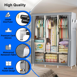 New <b>Foldable</b> <b>Wardrobe</b> Simple Non Woven <b>Wardrobe</b> Storage Portable Multi Layer <b>Wardrobe</b> for Storage Organization - Product Image 3