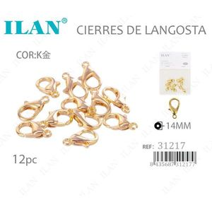 Chiusure a Moschettone Ilan 14mm Placcate Oro, Accessori per Gioielli, Confezione da 12 Pezzi - Product Image 3