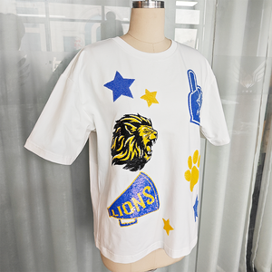 <span class=keywords><strong>T</strong></span>-<span class=keywords><strong>shirt</strong></span> Super comode da <span class=keywords><strong>donna</strong></span> alla moda <span class=keywords><strong>motivi</strong></span> Casual con paillettes eco-friendly di alta qualità magliette traspiranti larghe per l'estate - Product Image 3