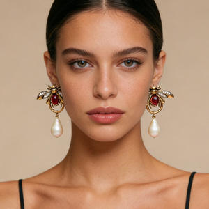 Nouvelles boucles d'oreilles tendance clous d'oreilles scintillants en cristal et strass, motif insecte géométrique, goutte d'eau, perle et verre, pour les soirées - Product Image 3