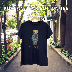 R ~ L26 เสื้อยืดผู้หญิงฤดูร้อนใหม่สไตล์เกาหลีแขนสั้นคอกลมผ้าฝ้ายคลาสสิกพิมพ์ลายสัตว์ความยาวปกติ - Product Image 2