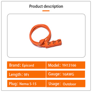 Cable de Extensión Flexible de 3 Hilos Calibre 16 SJTW de Alta Resistencia 15A Impermeable <span class=keywords><strong>para</strong></span> Exteriores, <span class=keywords><strong>para</strong></span> Cortacésped, Jardín y Patio - Product Image 2