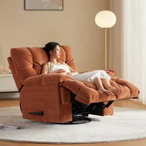 Nuova <span class=keywords><strong>Poltrona</strong></span> Reclinabile Elettrica Moderna in Tessuto Bianco con Imbottitura Morbida, Massaggio e Telaio in Legno Girevole - Product Image 4