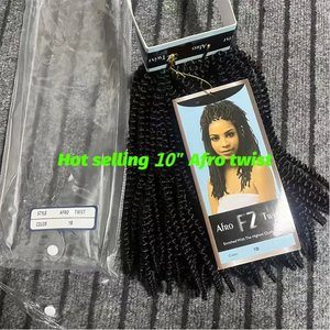 Échantillon Gratuit 10 Pouces Cheveux <span class=keywords><strong>Afro</strong></span> Bouclés Torsadés Ondulés Synthétiques pour Tresses EZ, Coiffures Frisées Tressées pour Femmes - Product Image 3