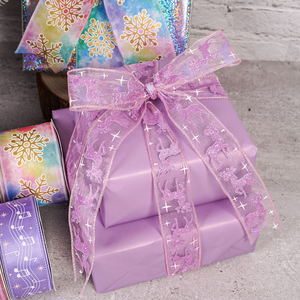 Fita de Natal de Linho com Borda Aramada para Decoração de Árvore de Natal, Decoração de Festas e Embrulho de Presentes - Estampa de Rena e Alce - Product Image 2
