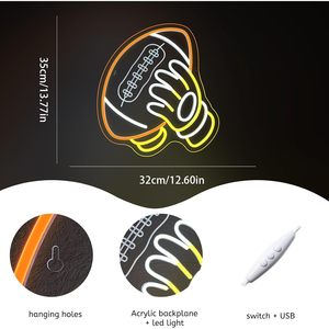 Rugby Football Letreros Neon LED indoor hanging ambient light shop <b>sign</b> wall decoration light entrance indicator light 5V 12V - Product Image 3