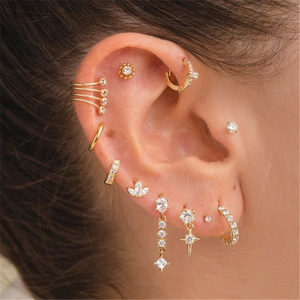 Boucles d'oreilles clous en argent sterling 925 plaqué or pour femme, bijoux de mode pour piercing tragus, hélix, cartilage, daith - Product Image 5