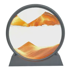 New Style Creative Home Decoration 7" 10" Glass Craft Hourglass Art Fluid Move Sand Scenes Landscape In Motion Art Picture