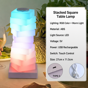 Lampe de chevet décorative en forme de cube arc-en-ciel, lumière d'ambiance macaron colorée pour chambre d'enfant, lampe de table en forme de gourde pour chambre à coucher - Product Image 5
