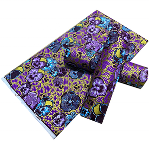 Tissu <span class=keywords><strong>Pagne</strong></span> Africain en Coton Imprimé Wax Doré <span class=keywords><strong>Mode</strong></span>, 6 Yards pour Robes et Vêtements Femme - Product Image 3