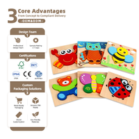 Puzzle en bois 3D de dessins animés, animaux et véhicules, puzzle à emboîter, jouet éducatif Montessori pour l'apprentissage précoce des tout-petits, des enfants et des adolescents