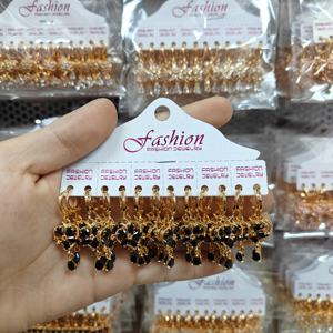 时尚饰品恒轩设计师新款18k持久彩色锆石黄铜耳环批发 - Product Image 3