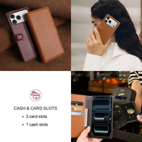 Étui portefeuille en cuir véritable avec fentes pour cartes, antichoc, style professionnel pour iPhone 15 16 17 Pro Max