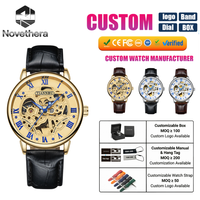 Montres de luxe pour hommes TB0099 Double Hollow Skeleton, montres mécaniques automatiques étanches, montre à bracelet en cuir pour hommes, vente en gros