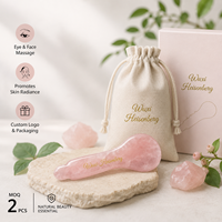Quartz Rose Naturel Forme de Coeur Gua Sha Masseur Facial Bâton d'Acupression Visage Acupuncture Rose Grattage Massage Thérapie