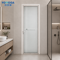 Puerta de Baño de Vidrio y Aluminio Anticorrosiva, Superficie Acabada, Diseño Moderno para Hotel, Villa, Escuela, Larga Vida Útil