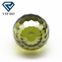 Perles rondes à facettes de 3mm à 12mm, perles de zircon cubique péridot/d-péridot, pierres à facettes synthétiques en forme de sphère, pierres CZ