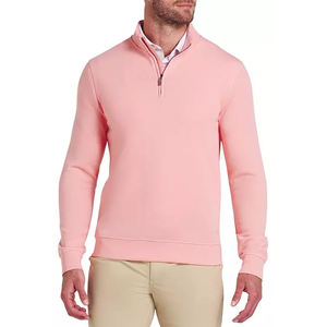 Logo personnalisé pour hommes à manches longues 1/4 Sweat-shirt zippé brodé Protection solaire UPF 50 Athletic Pink Golf Pullover - Product Image 4