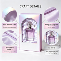 Boîte cadeau parfum holographique personnalisée avec fenêtre arquée en papier pour flacon de parfum