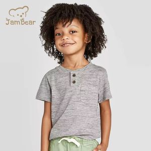 T-shirt <span class=keywords><strong>per</strong></span> bambini in cotone biologico, modello Henley, a maniche corte, <span class=keywords><strong>per</strong></span> bambini e ragazzi. - Product Image 4