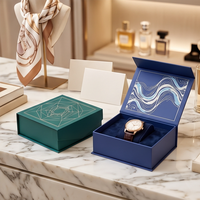 Boîte cadeau magnétique rigide avec logo personnalisé, insert en mousse EVA, boîte d'emballage de luxe en carton pour bijoux, montres, stylos, parfums