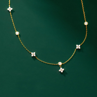Collier ras du cou tendance en argent sterling 925 avec pendentif trèfle à quatre feuilles en moissanite pour femme - Meilleure vente