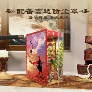 Tonecheer Ode Of Mulan Multi-Light Chinese Style Book Nook Miniature Craft Kits For Adults Led Toys Sensing Light 3D Puzzles