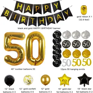 30-60 Years Birthday Party Supplies Hanging Swirls Banners Balloons Party Decorations Kit