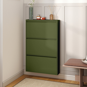 BIZOE Venda Quente Moderno Sapateira Estreita de Aço com 3 Gavetas Basculantes, Armário Extensível de Montagem em Parede para Sala de Estar, Mobiliário para 20-23 Pares - Product Image 2