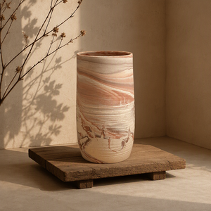 Vase <span class=keywords><strong>de</strong></span> table en céramique rustique Wabi-sabi ARM LVG, marbre nordique, fait main, cylindrique, décoration <span class=keywords><strong>de</strong></span> luxe pour la <span class=keywords><strong>maison</strong></span>, récipient floral design - Product Image 4