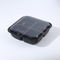 Boîtes d'emballage transparentes en PET écologiques, 6 pièces, boîtes d'emballage à fruits coupés frais, avec diviseur et couvercle transparent