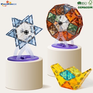 Nouveaux blocs de construction éducatifs Montessori 3D en plastique translucide portables pour enfants et bébés, ensemble de tuiles et de blocs de construction - Product Image 2