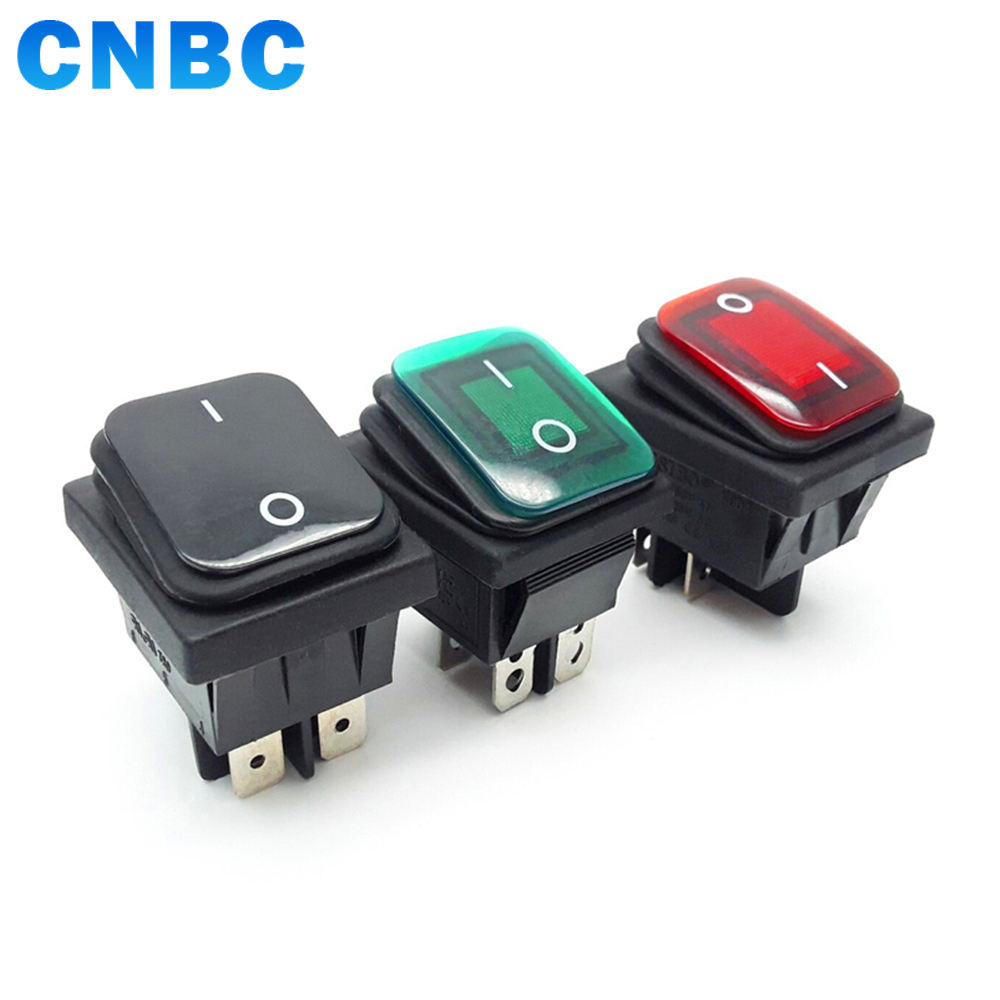 Waterproof KCD4 DPST 4 Pins on OFF 16A 24V Illuminated Rocker Switch 250V With Led Light