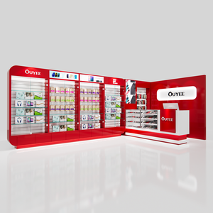 Tủ Trưng Bày Điện Thoại Di Động Kính Đỏ Tùy Chỉnh Thiết Kế Trang Trí Nội Thất Cửa Hàng Bán Lẻ Điện Thoại Di Động - Product Image 2