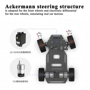 Hiwonder ensamblado <span class=keywords><strong>5KG</strong></span> carga Ackerman <span class=keywords><strong>Robot</strong></span> coche Metal chasis Dual codificador Motor rueda delantera dirección engranaje ROS <span class=keywords><strong>Robot</strong></span> Base Kit - Product Image 2