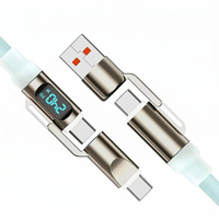 Nuevo Cable Tipo C de 240 W, 4 en 1, Cable USB IOS con Pantalla de Datos de 480 Mbps, Carga Rápida, Chip E-Marker, Cable de Alimentación PD para Teléfono y Tableta