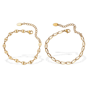Pulsera de cadena de oro para mujer, joyería de acero inoxidable de estilo minimalista a la moda, diseño ligero de lujo, uso diario - Product Image 5