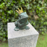 Statue de fontaine d'eau de Prince de grenouille de bronze de jardin extérieur pour la piscine